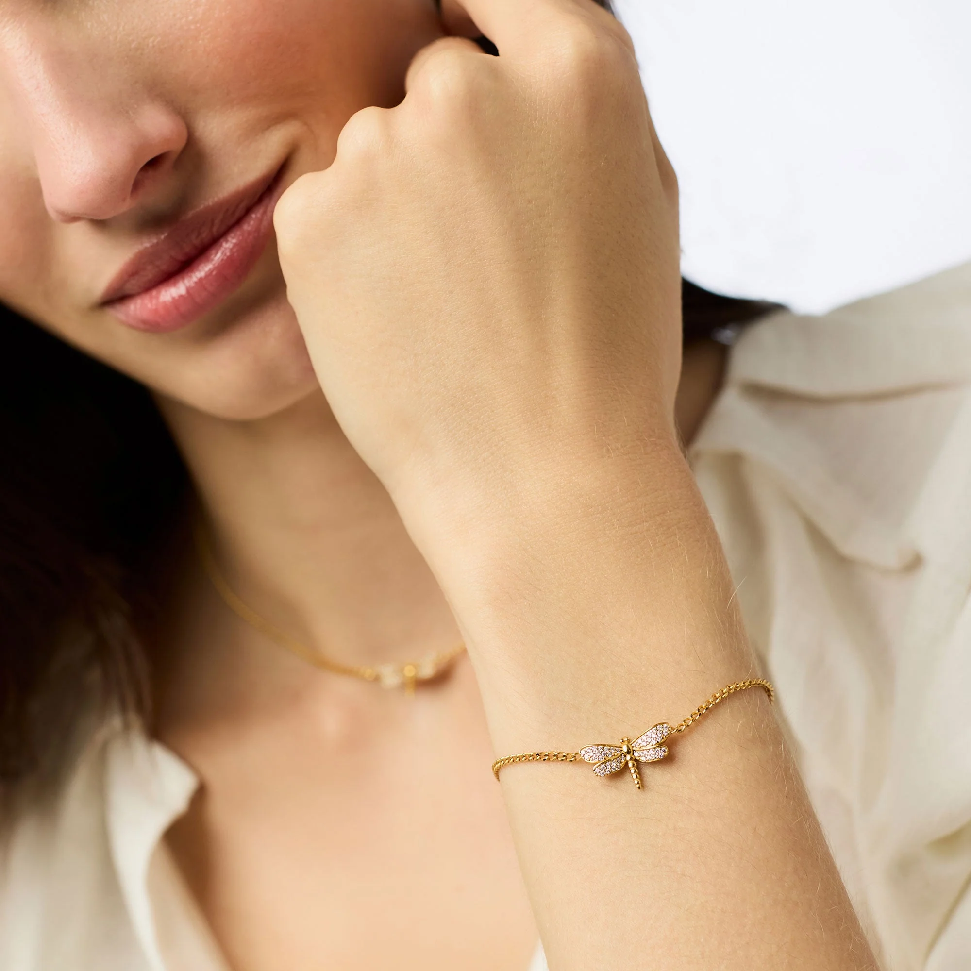 Dragonfly Pavé Delicate Bracelet - Image 2