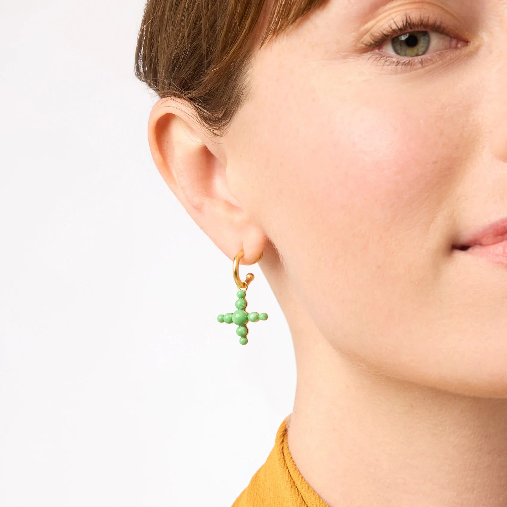 Gumdrop Cross Hoop & Charm Earring - Image 5