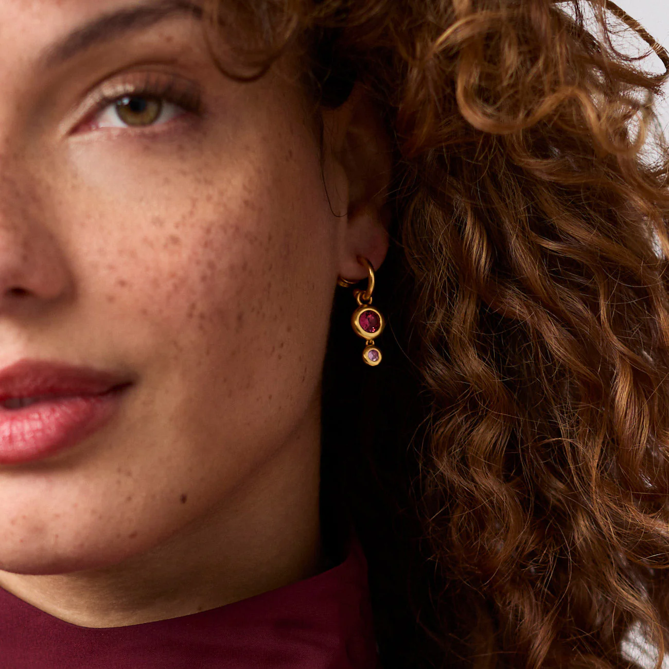 Rainbow Duo Hoop & Charm Earring - Image 5